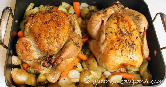 Roast two chickens at once – save time, energy, dishes