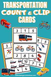 Transportation Themed Count And Clip Cards For Preschoolers