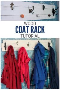 Make a Farmhouse Coat Rack with an assortment of knobs on wood slat