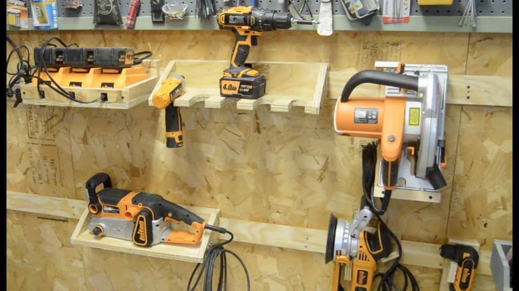 This week I build indiviudal holders for each one of my power tools so that I can store them on a French cleat system