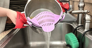 Adjustable Silicone Clip-On Strainer from $11.99 on Amazon | Fits Pots, Pans, & Bowls