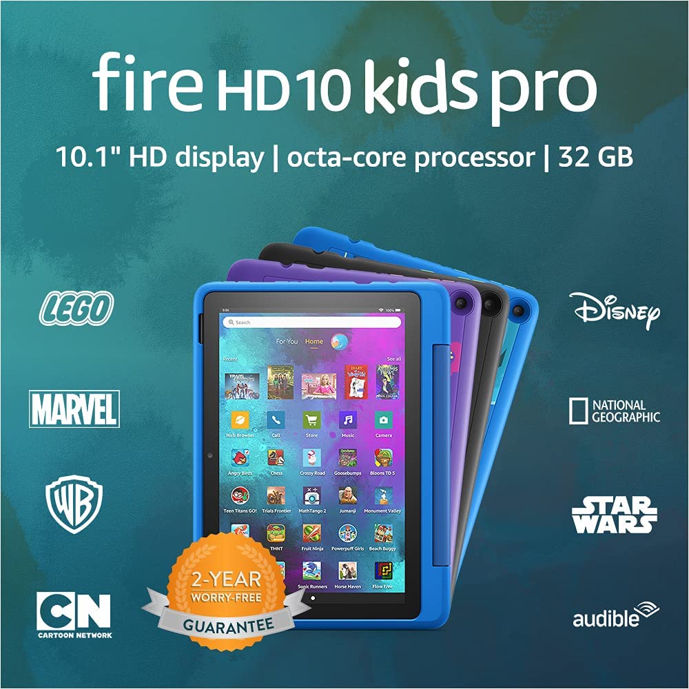 Introducing Fire HD 10 Kids Pro tablet, 10.1″, 1080p Full HD, ages 6–12, 32 GB, Black $139.99