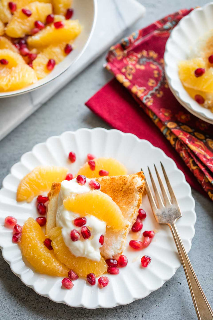 Quick and Healthy Angel Food Cake Dessert with Vanilla-Honey Oranges