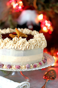 Orange Cake with Buttercream and Cranberry Glaze