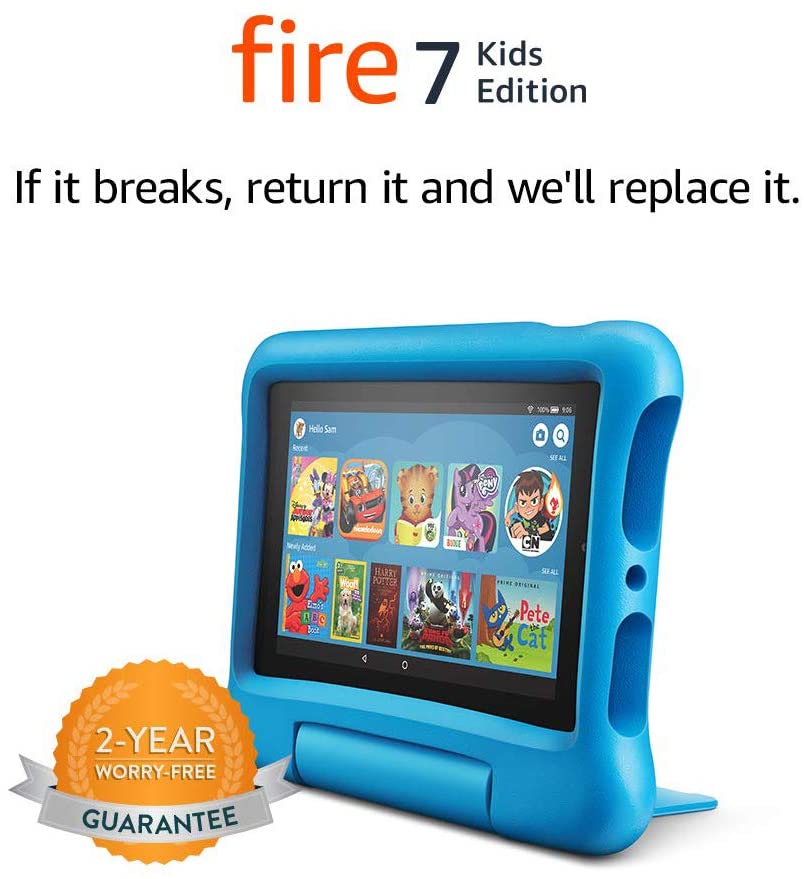 Fire 7 Kids Edition Tablet, 7″ Display, 16 GB, Easy-to-use Parental Controls, Blue Kid-Proof Case $79.99