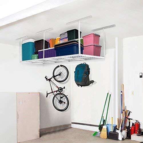 Save on fleximounts 2 piece 3x8 ft overhead garage storage rack set ceiling storage racks adjustable heavy duty 96 length x 36 width x 40 height white