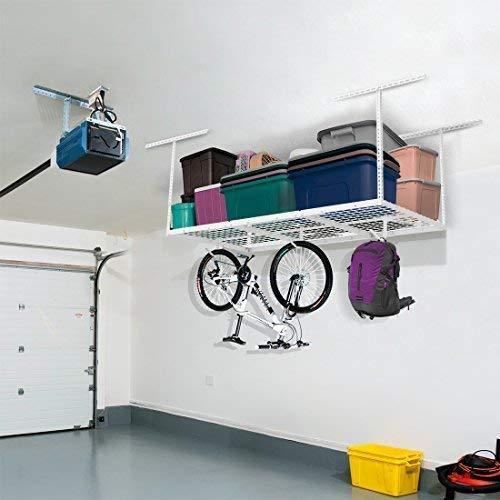 Save fleximounts 3x6 overhead garage storage adjustable ceiling storage rack 72 length x 36 width x 40 height white