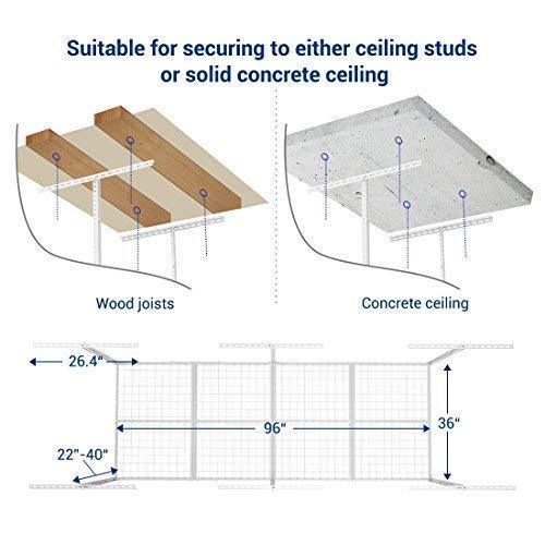 Select nice fleximounts 2 piece 3x8 ft overhead garage storage rack set ceiling storage racks adjustable heavy duty 96 length x 36 width x 40 height white