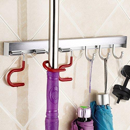 Best itafusa mop broom holder organizer 3 adjustable positions holder with 3 hooks wall mounted cleaning tools organizer space saver rags dusters rakes utility hooks holder for kitchen garage office