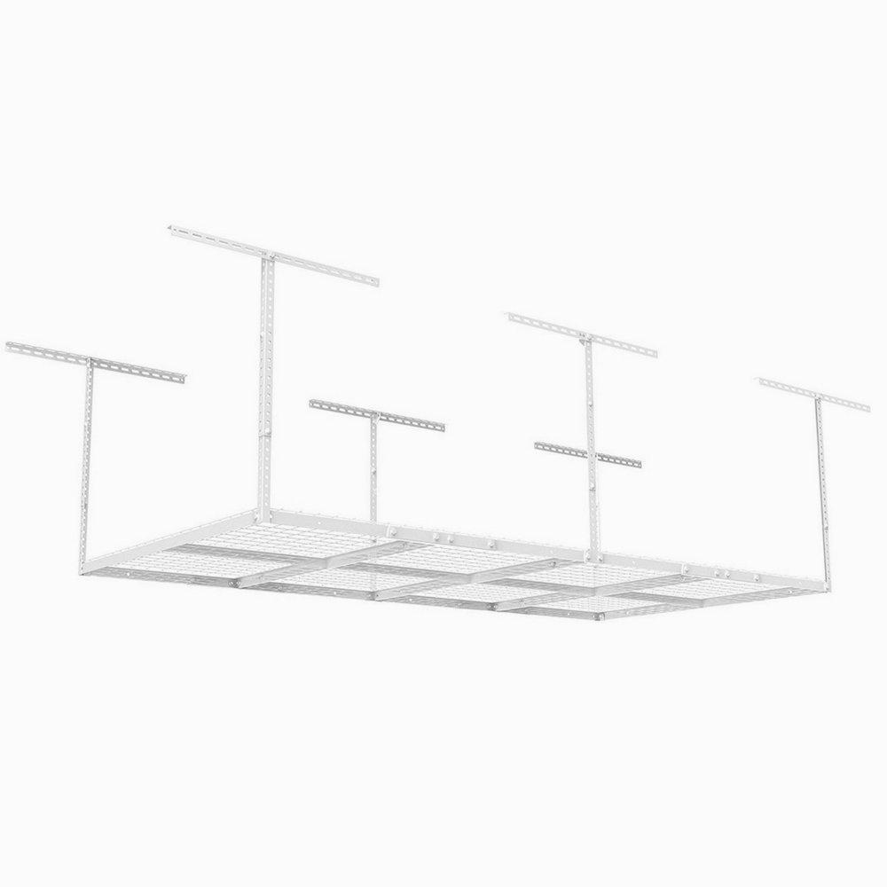 Products adjustable garage ceiling storage racks heavy duty durable steel construction wire sturdy overhead organized simple system mounted hanging storage shelf unit bracket hangers white ebook by nakshop