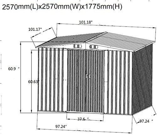 Great wonlink heavy duty outdoor steel garden storage utility shed backyard lawn building garage white warm gray 8 by 8 feet