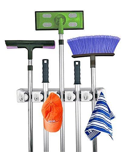 Order now home it mop and broom holder wall mount garden tool storage tool rack storage organization for the home plastic hanger for closet garage organizer 5 position