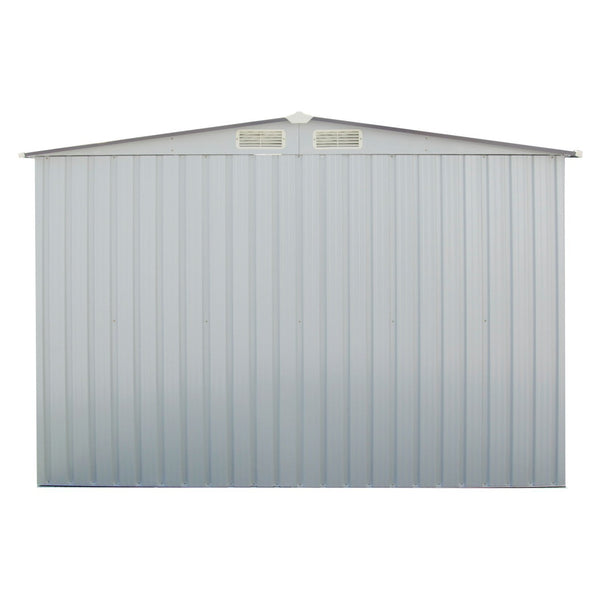 Explore wonlink heavy duty outdoor steel garden storage utility shed backyard lawn building garage white warm gray 8 by 8 feet