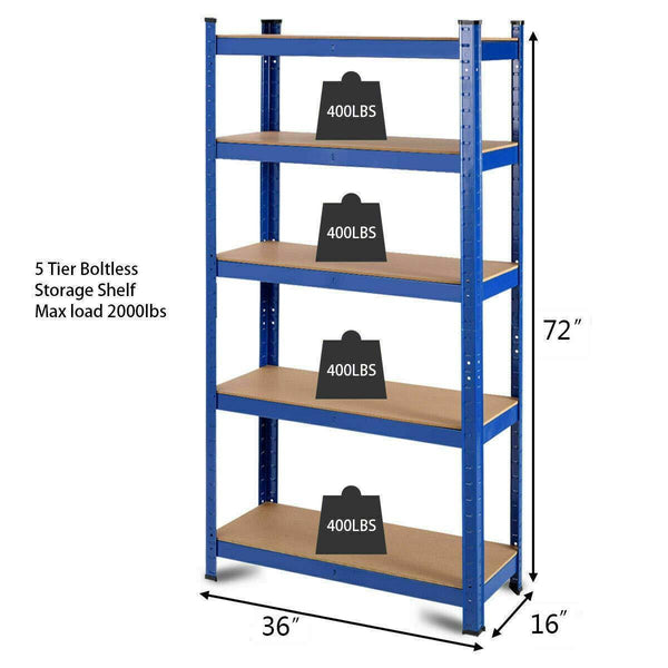 Amazon best tangkula metal storage shelves heavy duty steel frame 5 tier organizer high weight capacity with adjustable shelves multi use storage rack for home office garage storage metal shelf 36lx72h 4