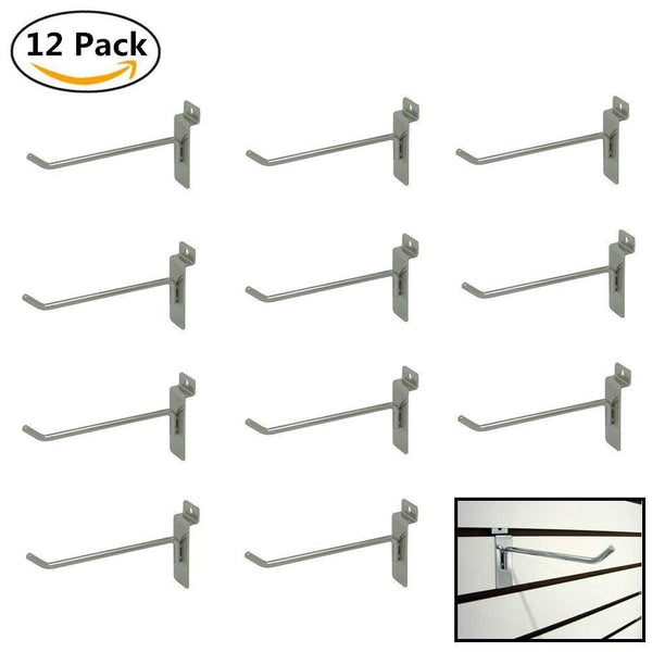 12 Counts Chrome Utility Pegboard Slatwall Single Pin Hooks 2" / 4" / 6" / 8" / 10" / 12" for Shop Display Fitting (12")