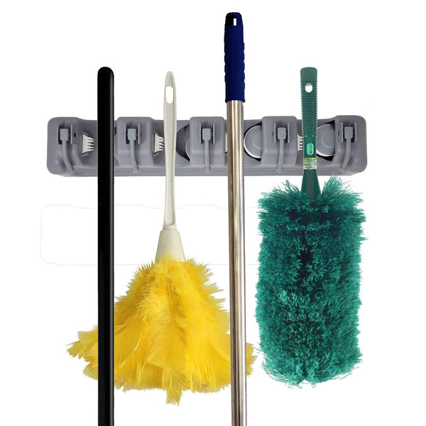 Home premium orangizer mop and broom holder wall mounted garden tool storage tool rack storage organization home plastic hanger closet garage organizer shed basement storage must have